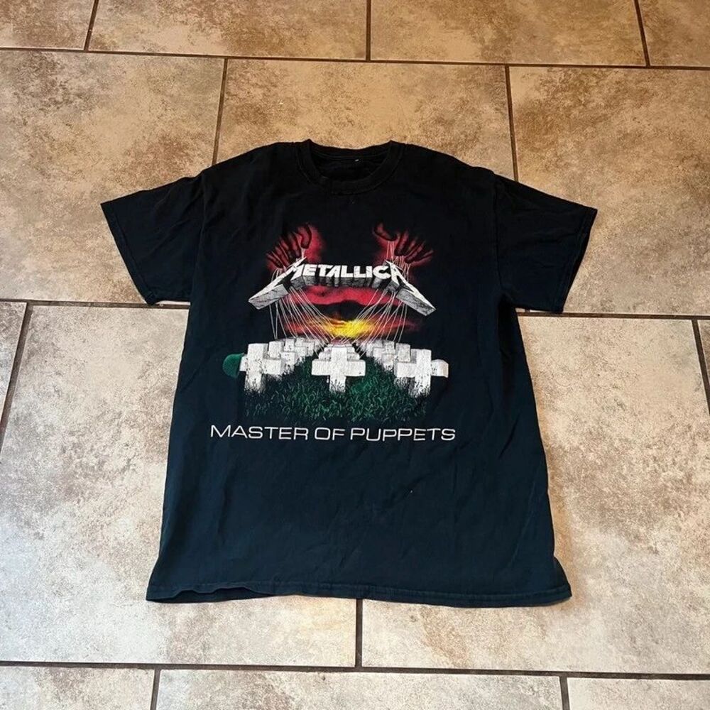 Metallica Master of Puppets Shirt Black Metal Band Album Graphic Tee Mens M
